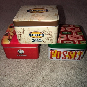 Vintage Empty Fossil Watch Tin Box Boxes (3) 2000‎ 2003 2006